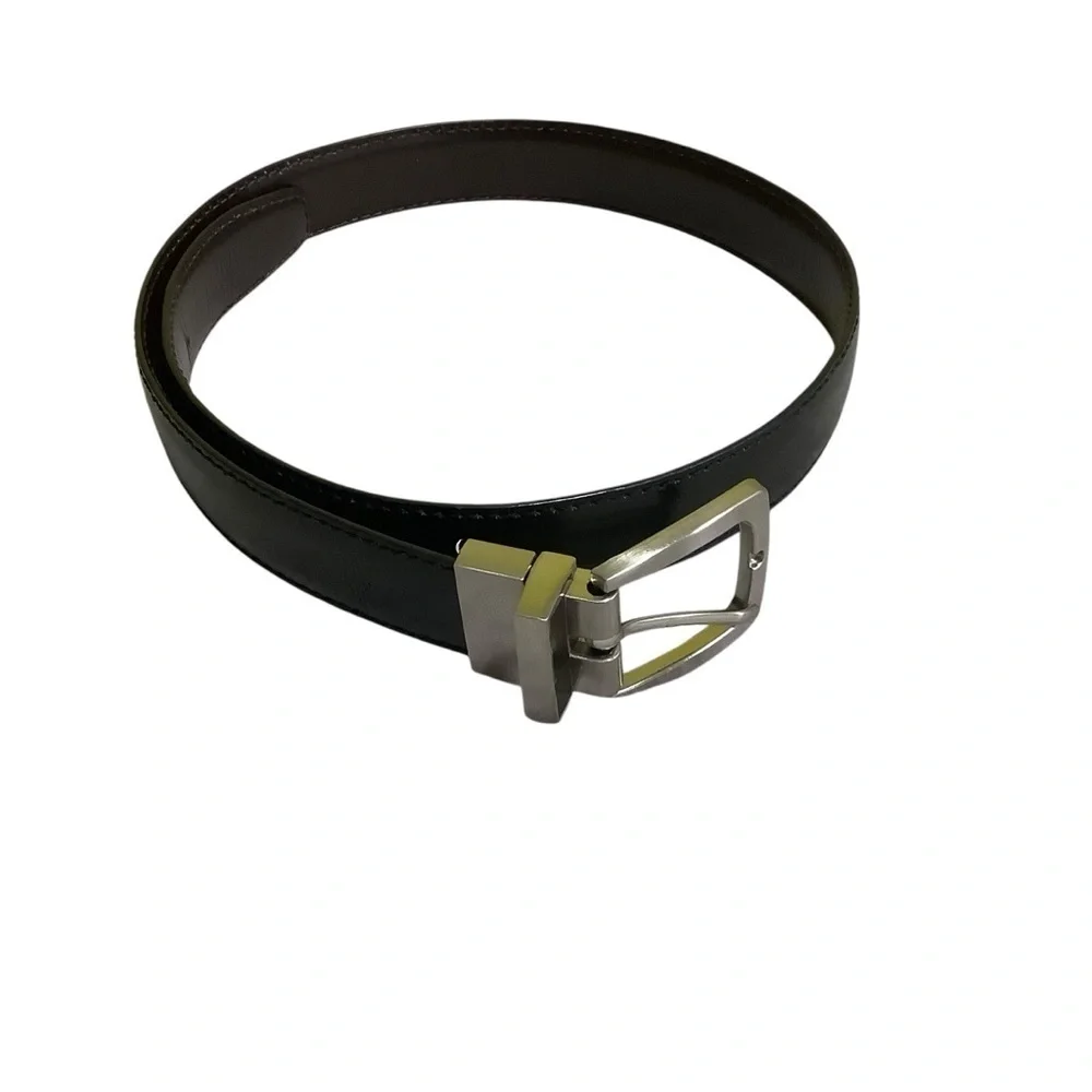 Dockers Reversible Bonded Leather Belt Sz 22-24 Nickel Black Brown